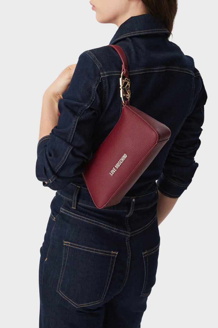 Love Moschino Logolu Ayarlanabilir Askılı Kadın Çanta JC4007PP1PLB0552 Bordo - Love Moschino (1)