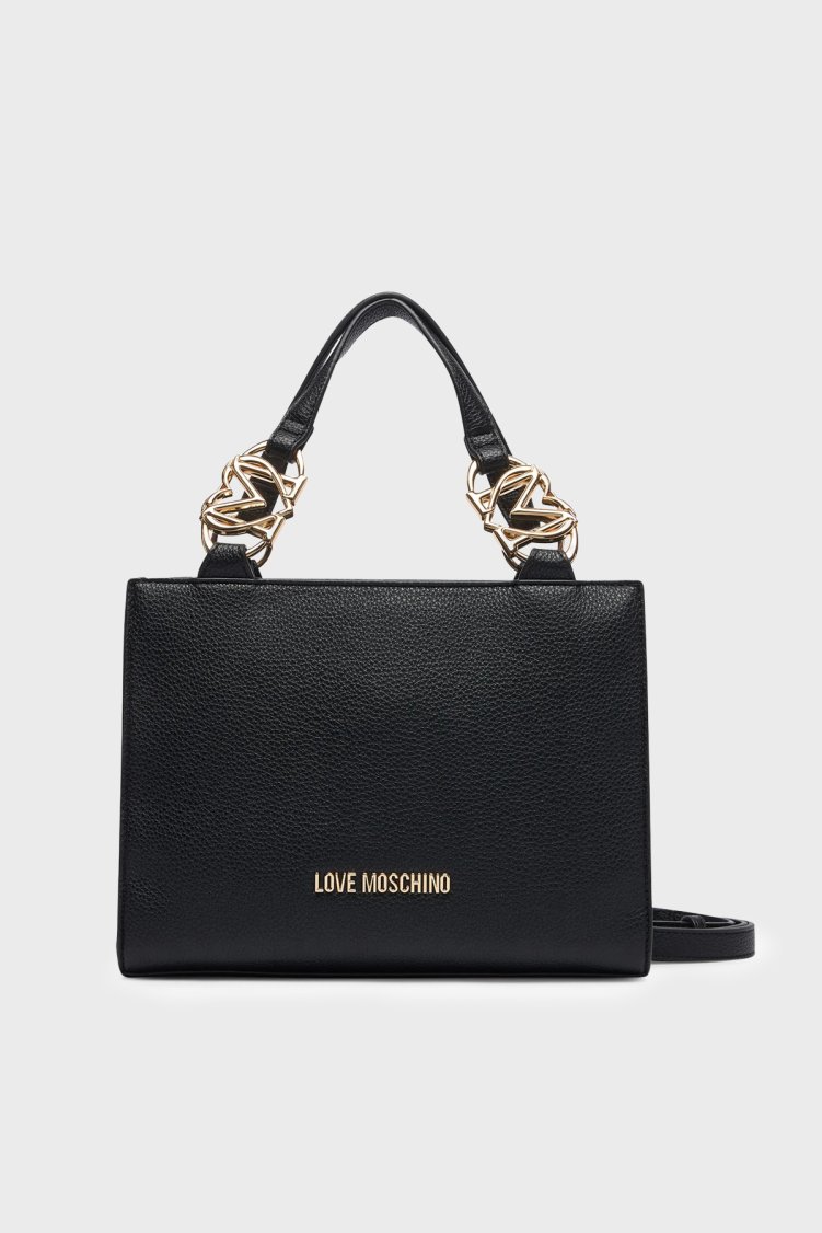 Love Moschino Logolu Çıkarılabilir Askılı Kadın Çanta JC4006PP1PLB0000 Siyah - Love Moschino