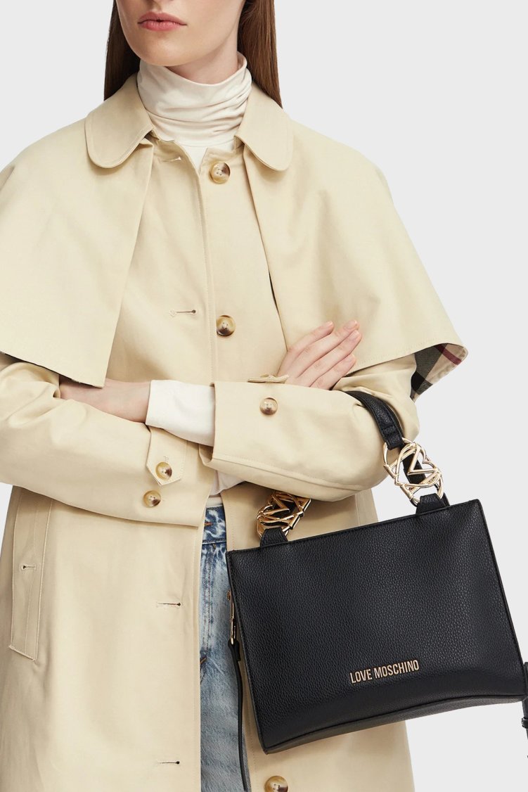 Love Moschino Logolu Çıkarılabilir Askılı Kadın Çanta JC4006PP1PLB0000 Siyah - Love Moschino (1)
