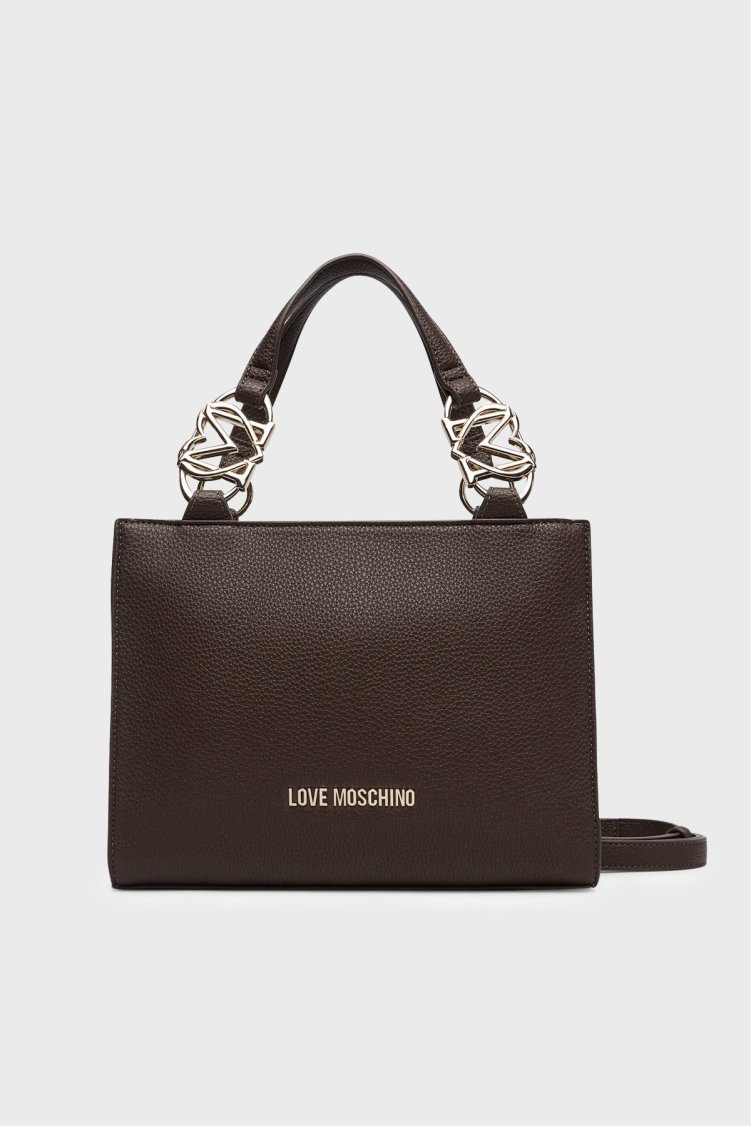 Love Moschino Logolu Çıkarılabilir Askılı Kadın Çanta JC4006PP1PLB0300 Kahve - Love Moschino