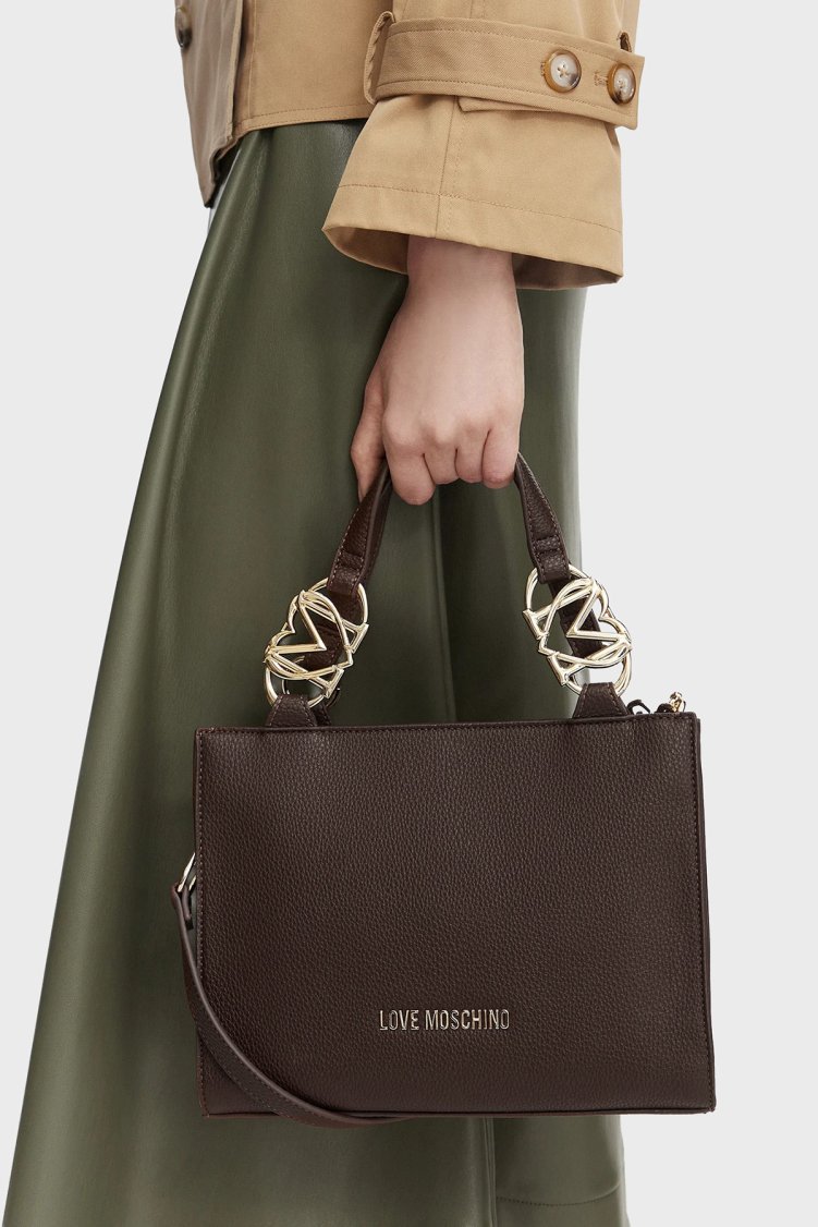 Love Moschino Logolu Çıkarılabilir Askılı Kadın Çanta JC4006PP1PLB0300 Kahve - Love Moschino (1)