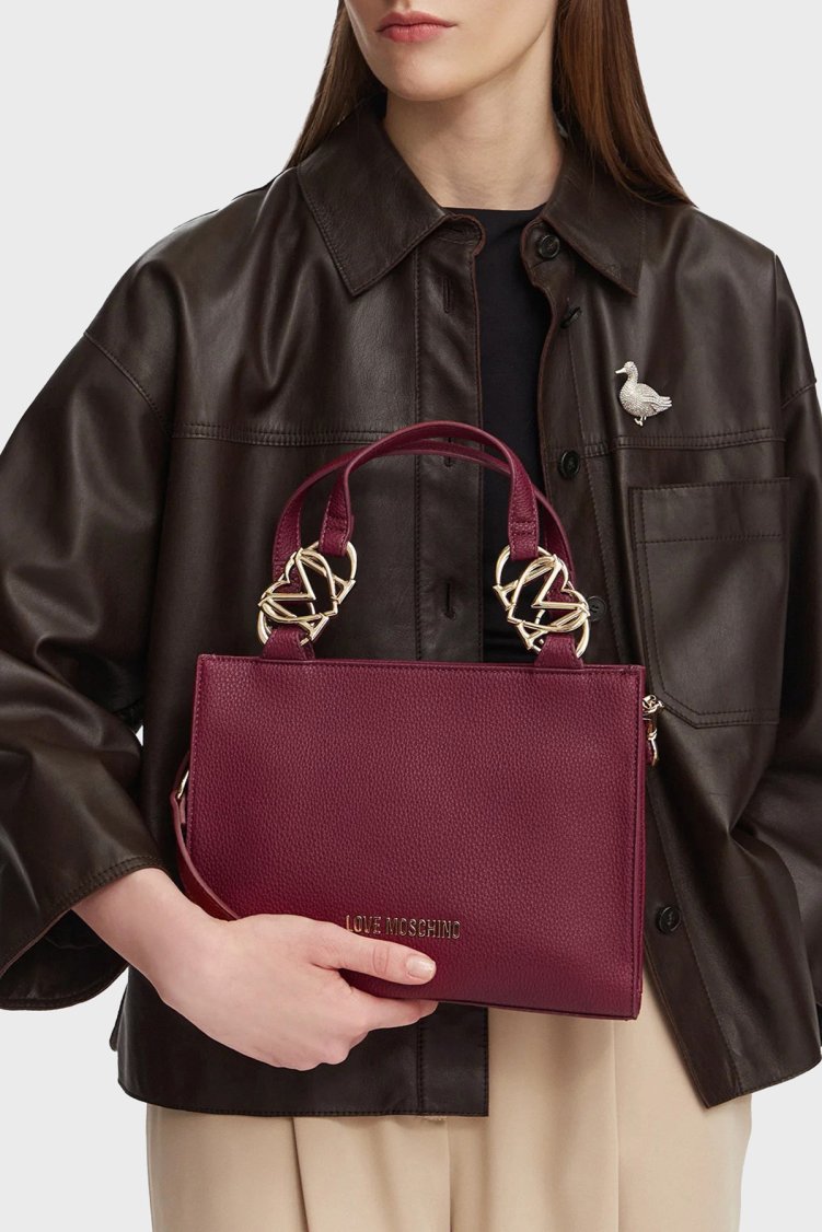 Love Moschino Logolu Çıkarılabilir Askılı Kadın Çanta JC4006PP1PLB0552 Bordo - Love Moschino (1)
