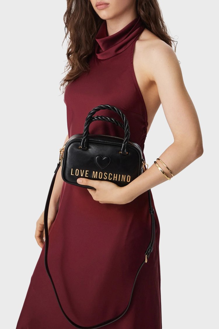 Love Moschino Logolu Çıkarılabilir Askılı Kadın Çanta JC4134PP1PL1100A Siyah - Love Moschino (1)