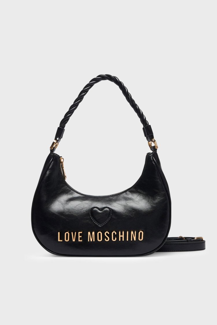 Love Moschino Logolu Çıkarılabilir Askılı Kadın Çanta JC4135PP1PL1100A Siyah - Love Moschino