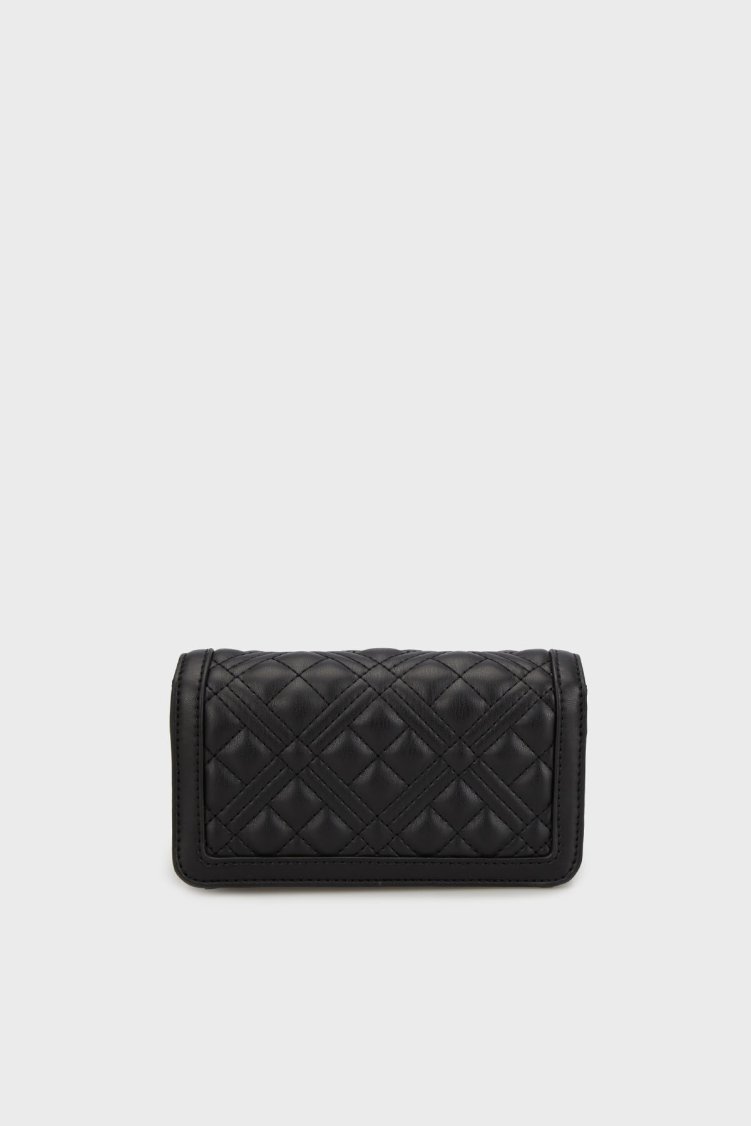 Love Moschino Logolu Çıkarılabilir Zincir Askılı Portföy Bayan Cüzdan JC5681PP1NLA0000 SİYAH - Love Moschino (1)