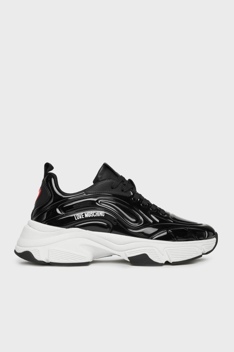Love Moschino Logolu Deri Kalın Taban Sneaker Bayan Ayakkabı JA15376G0NJT000A SİYAH - Love Moschino