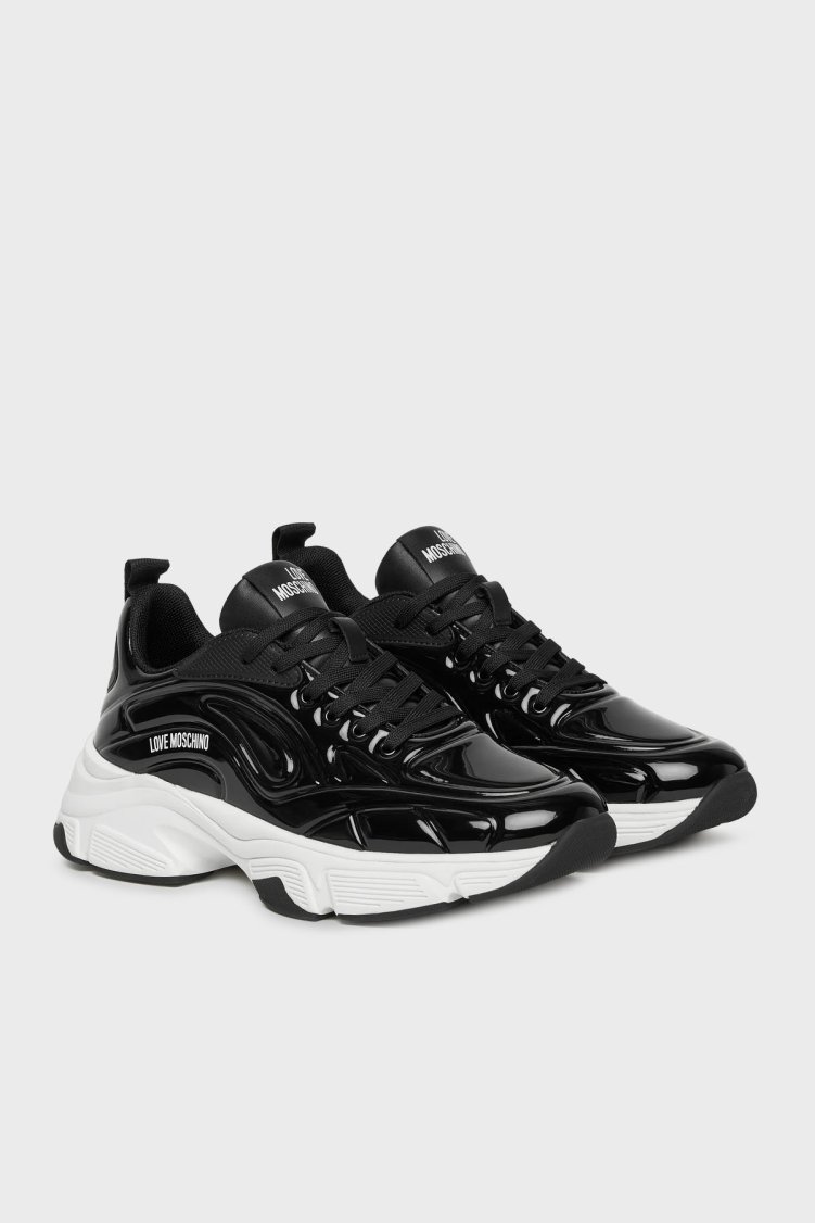 Love Moschino Logolu Deri Kalın Taban Sneaker Bayan Ayakkabı JA15376G0NJT000A SİYAH - Love Moschino (1)