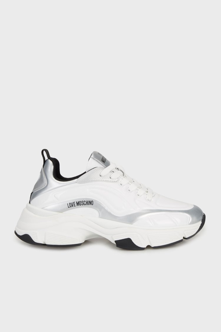 Love Moschino Logolu Deri Kalın Tabanlı Sneaker Bayan Ayakkabı JA15376G0NJT010A BEYAZ - Love Moschino