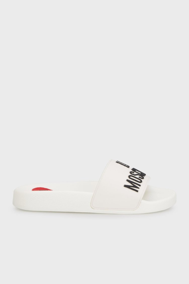 Love Moschino Logolu Düz Bayan Terlik JA28052G1MI14100 BEYAZ - Love Moschino