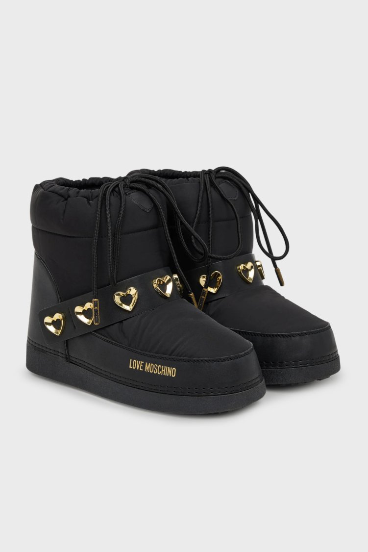 Love Moschino Logolu Kemer Detaylı Büzgülü Bayan Kar Botu JA24182G0NISD00A SİYAH - Love Moschino (1)