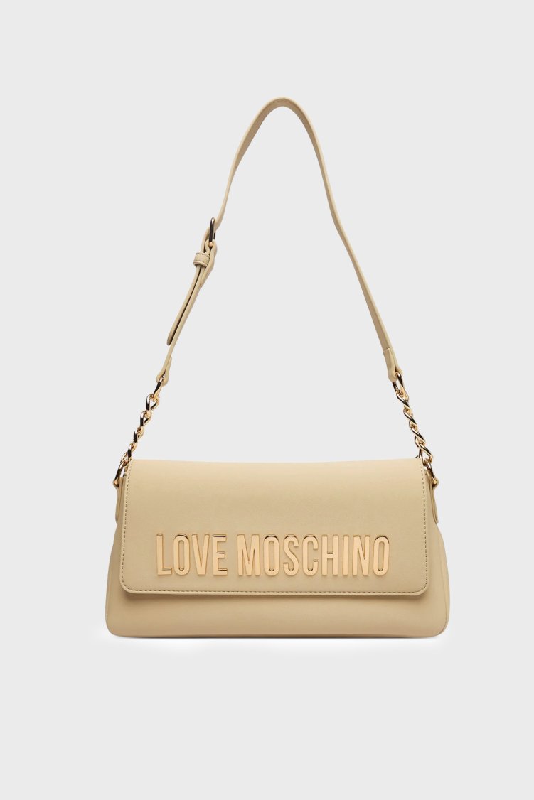 Love Moschino Logolu Zincir Detaylı Ayarlanabilir Askılı Bayan Çanta JC4109PP1OKD0129 BEJ - Love Moschino