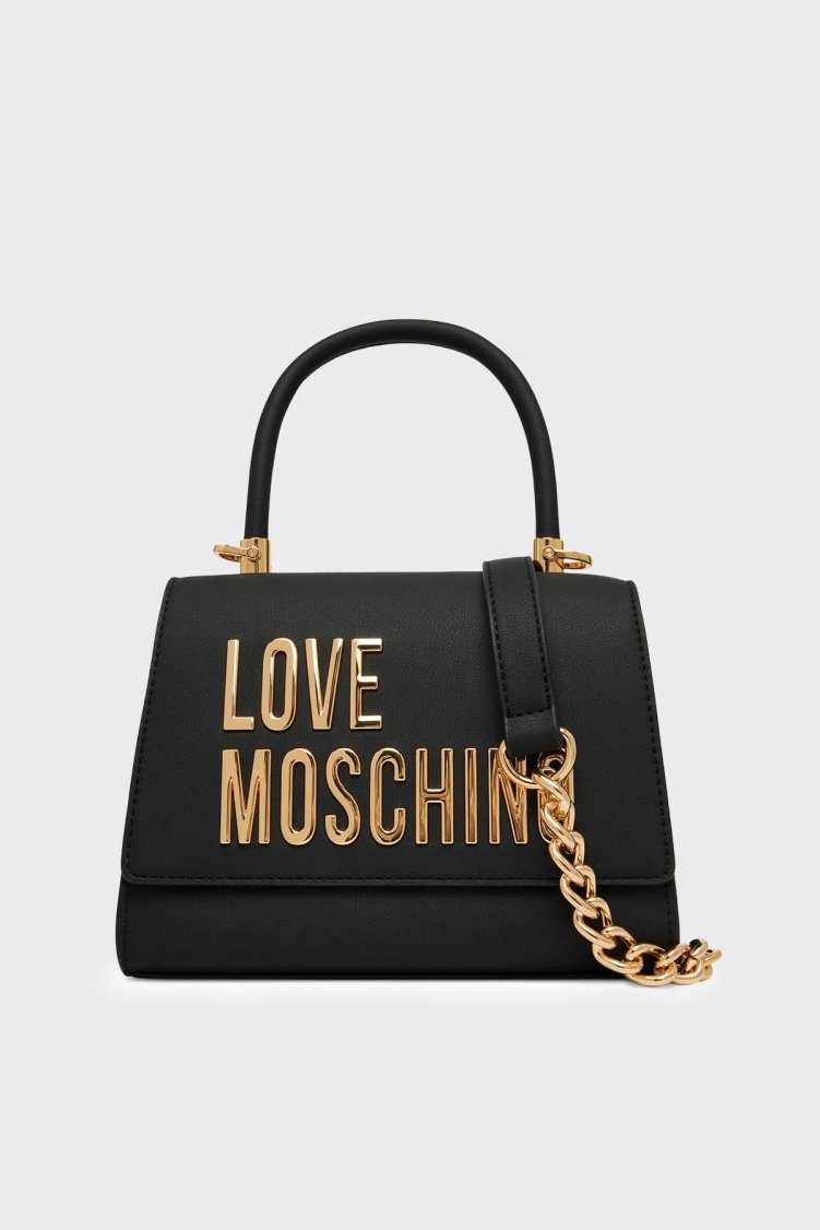 Love Moschino Logolu Zincir Detaylı Çıkarılabilir Askılı Bayan Çanta JC4024PP1OKD0000 SİYAH - Love Moschino