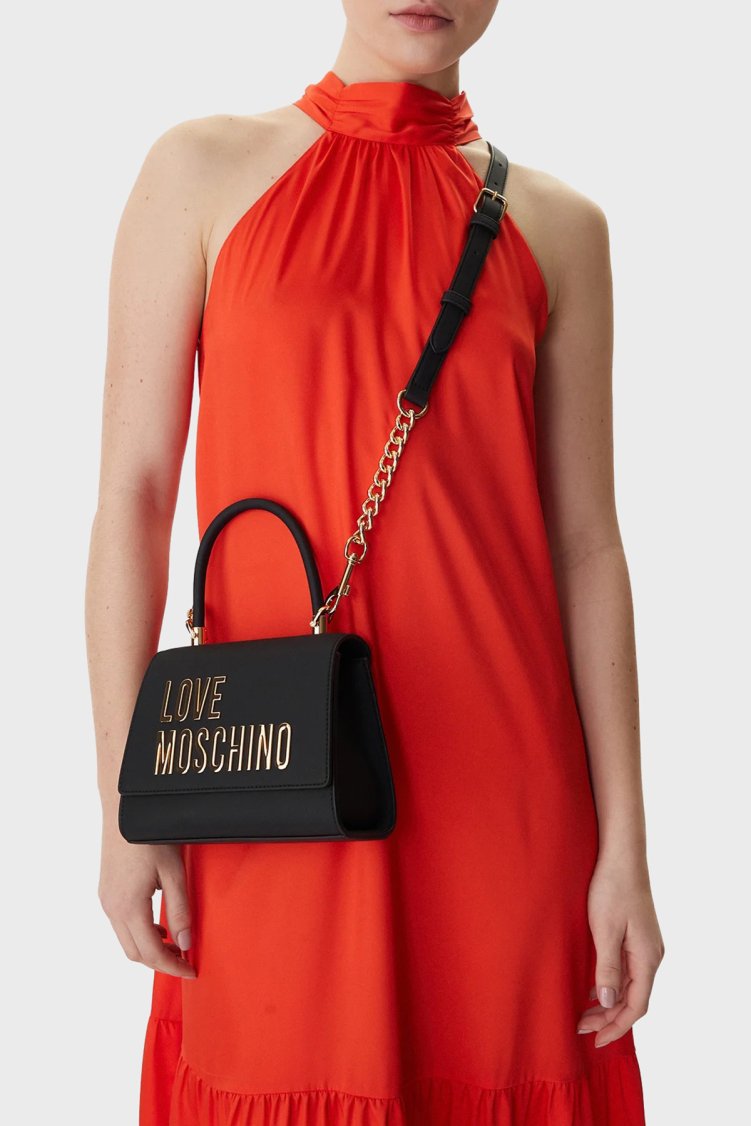 Love Moschino Logolu Zincir Detaylı Çıkarılabilir Askılı Bayan Çanta JC4024PP1OKD0000 SİYAH - Love Moschino (1)