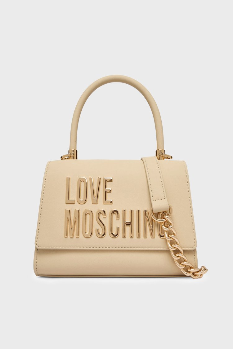 Love Moschino Logolu Zincir Detaylı Çıkarılabilir Askılı Bayan Çanta JC4024PP1OKD0129 BEJ - Love Moschino