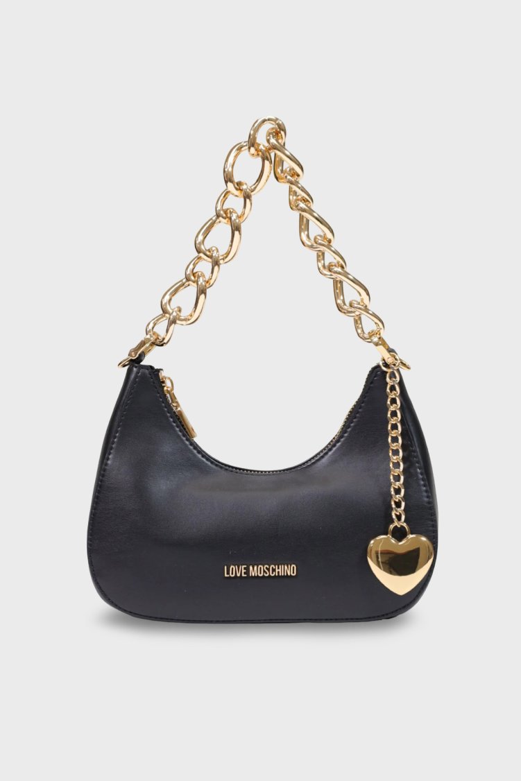 Love Moschino Logolu Zincir Detaylı Çıkarılabilir Askılı Kadın Çanta JC4161PP1PL1400A Siyah - Love Moschino