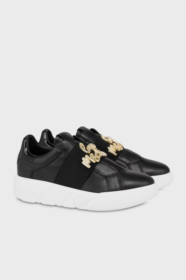 Love Moschino Taş Logolu Deri Sneaker Bayan Ayakkabı JA15064G1MIA400A SİYAH - Love Moschino (1)