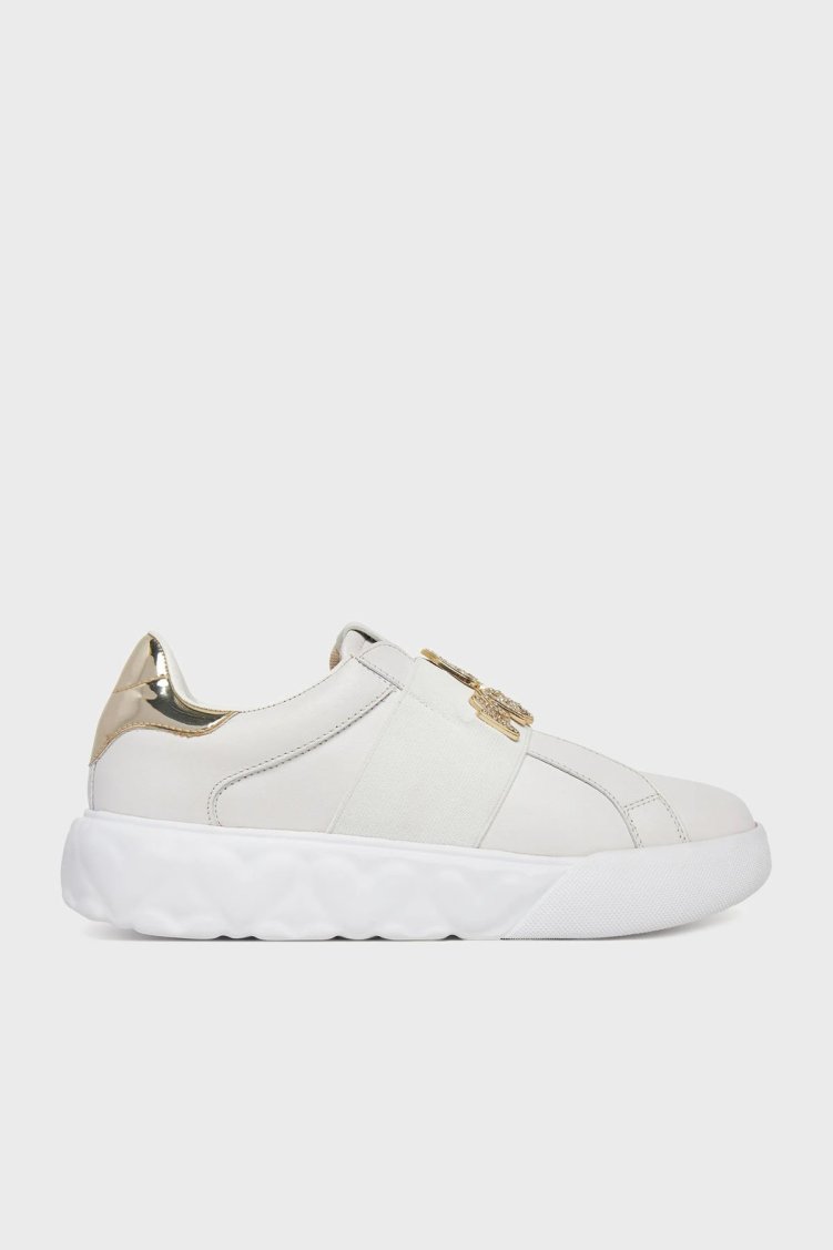 Love Moschino Taş Logolu Deri Sneaker Bayan Ayakkabı JA15064G1MIA610A BEYAZ - Love Moschino