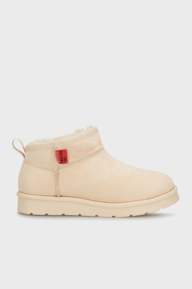 Love Moschino Yapay Yumuşak Tüylü Süet Bayan Bot JA24043H0LJAW131 BEJ - Love Moschino