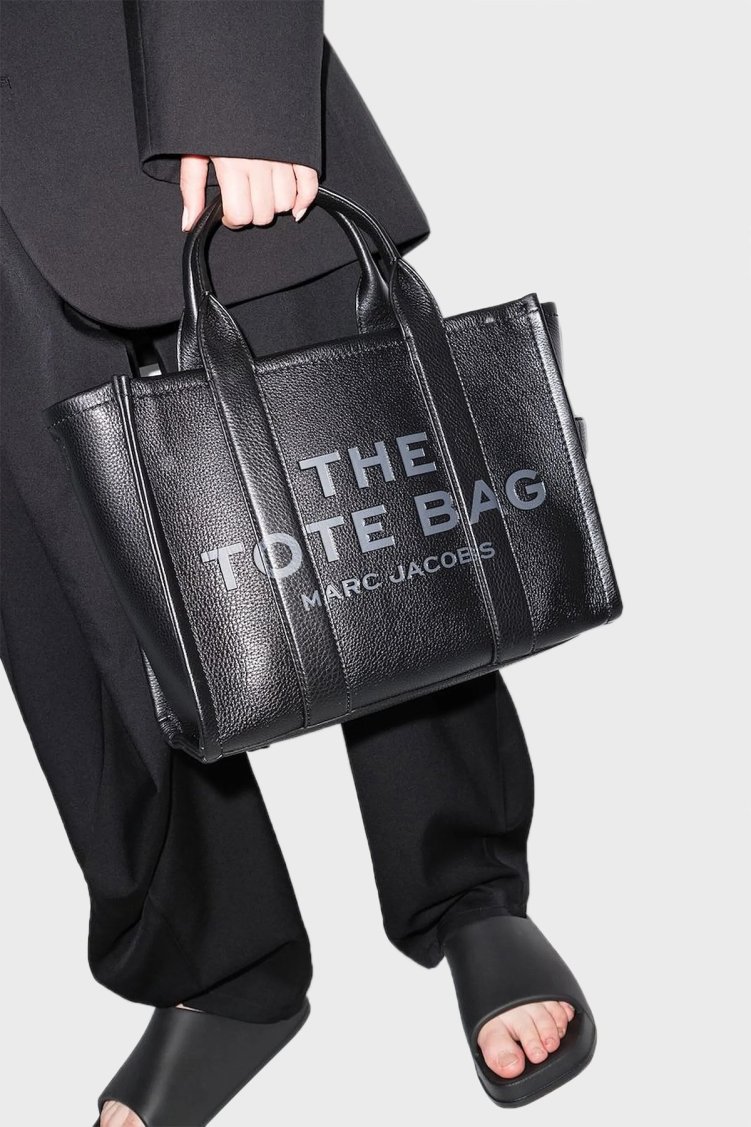 Marc Jacobs Medium Logolu Çıkarılabilir Askılı Deri Tote Bayan Çanta H004L01PF21 001 SİYAH - Marc Jacobs (1)