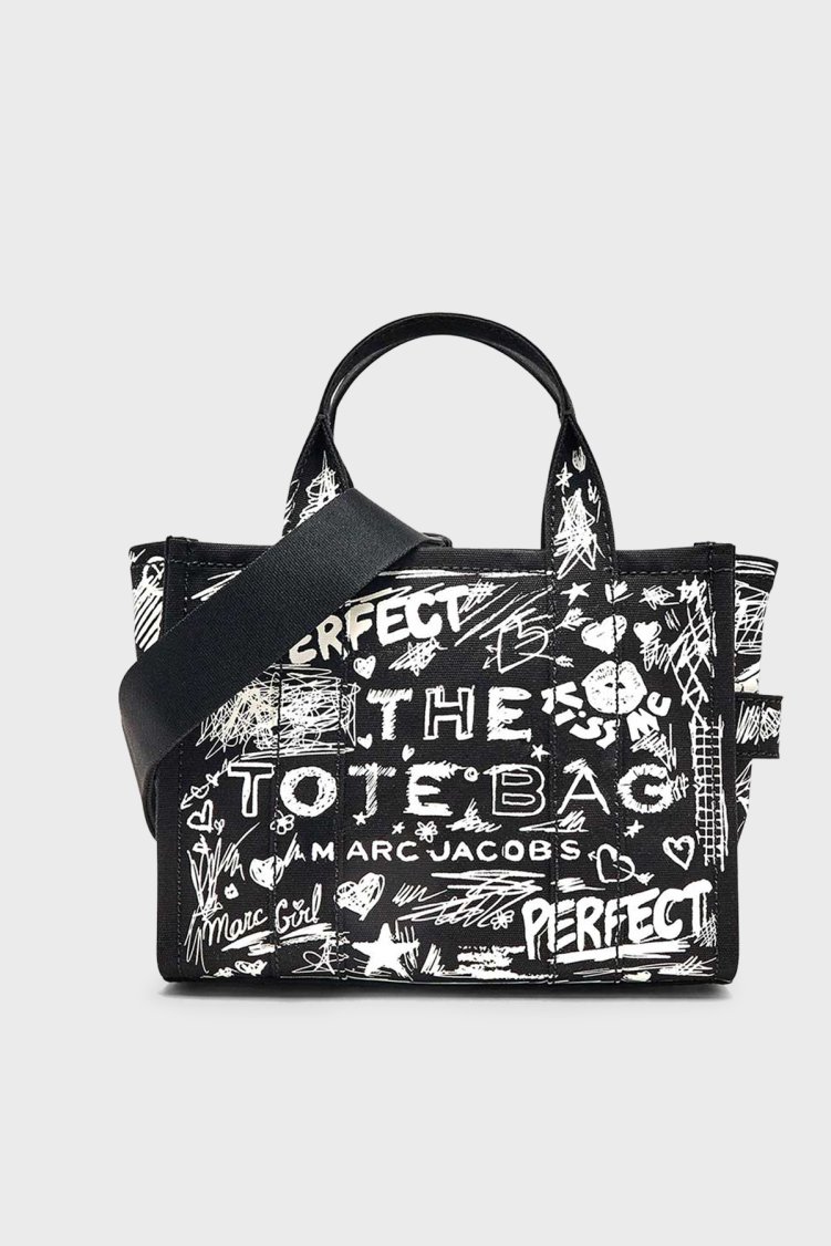 Marc Jacobs Small Tote Logolu Sabit Askılı Kadın Çanta 2S6HTT016H02 002 SİYAH-BEYAZ - Marc Jacobs