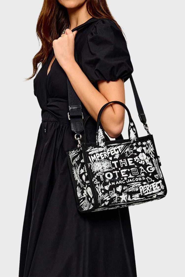 Marc Jacobs Small Tote Logolu Sabit Askılı Kadın Çanta 2S6HTT016H02 002 SİYAH-BEYAZ - Marc Jacobs (1)