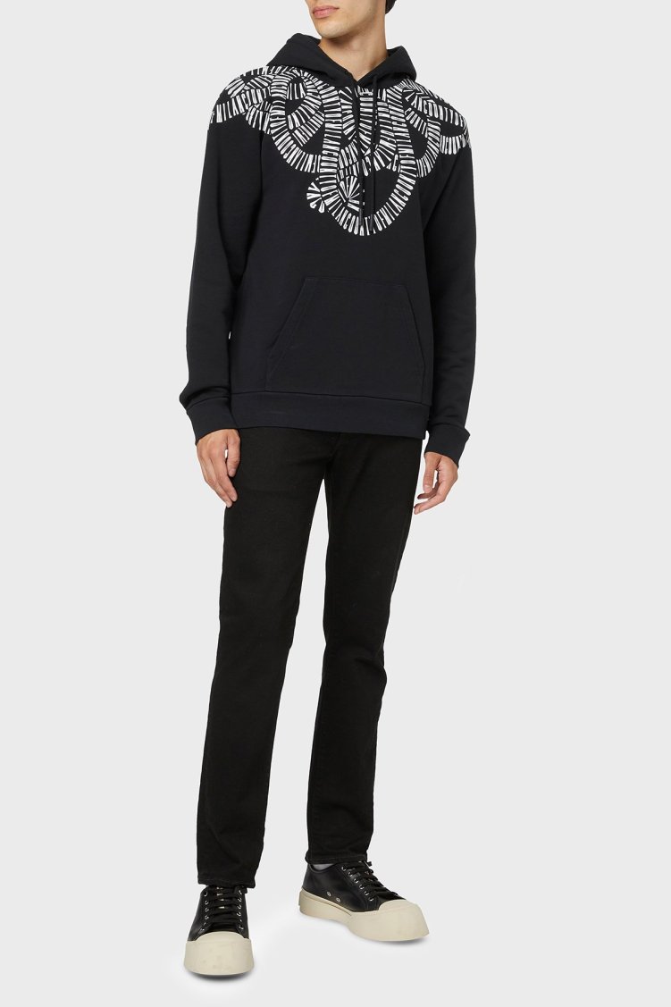 Marcelo Burlon Pamuklu Relaxed Fit Kapüşonlu Erkek Sweat CMBB007F22FLE0041001 SİYAH - Marcelo Burlon (1)