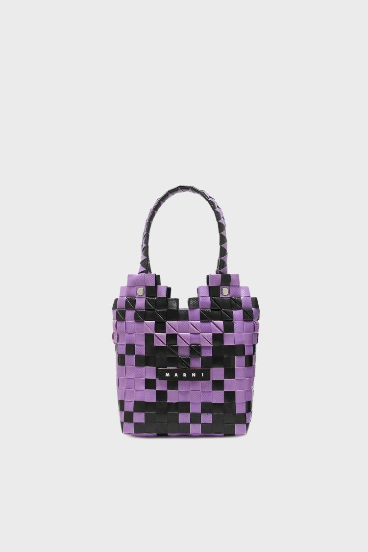 Marni 3D Sepet Örgü Bayan Çanta M00637 0M602 Lila-Siyah - Marni