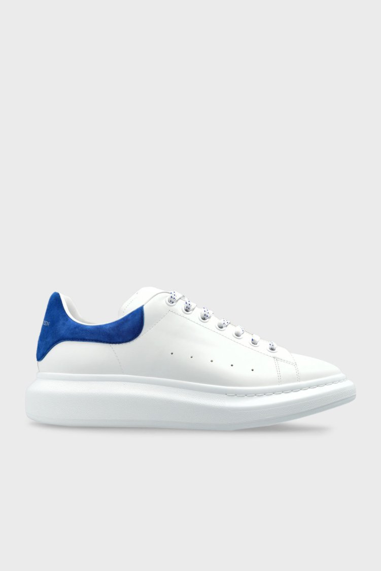 McQueen Logolu Hakiki Deri Kalın Taban Sneaker Erkek Ayakkabı 553680WIEF1 9086 BEYAZ-LACİVERT - McQueen