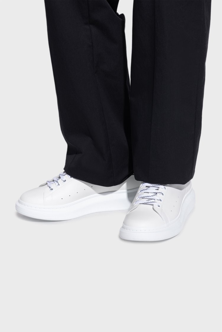 McQueen Logolu Hakiki Deri Kalın Taban Sneaker Erkek Ayakkabı 625156WIAII 9074 BEYAZ - McQueen (1)