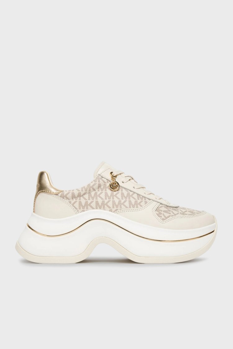 Michael Kors Deri Karışımlı Kalın Tabanlı Logolu Sneaker 43F5ARFS2L150 Kadın Ayakkabı 43F5ARFS2L 150 EKRU - Michael Kors