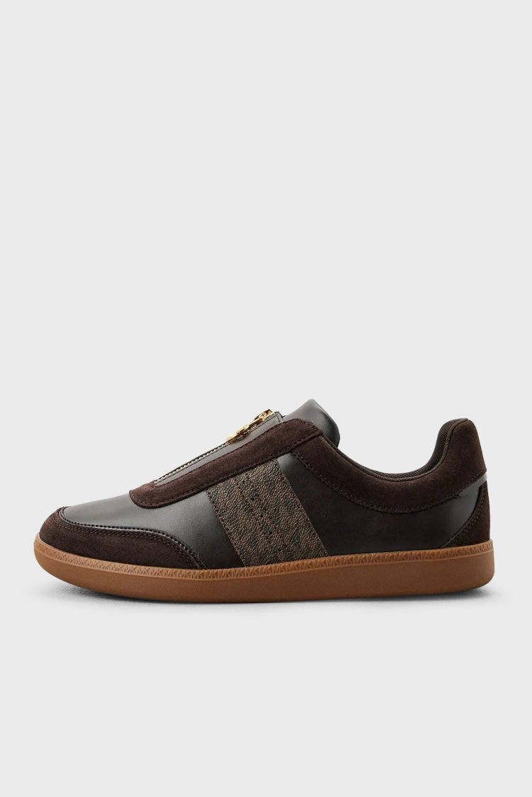 Michael Kors Fermuar Detaylı Logolu Sneaker 43F6JVFP3L200 Kadın Ayakkabı 43F6JVFP3L 200 Kahve - Michael Kors
