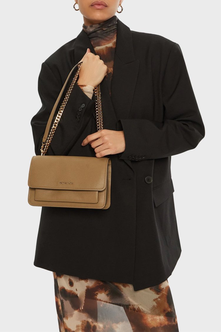 Michael Kors Logolu Hakiki Deri Ayarlanabilir Zincir Askılı 30T4GC7L3T297 Kadın Çanta 30T4GC7L3T 297 BEJ - Michael Kors (1)