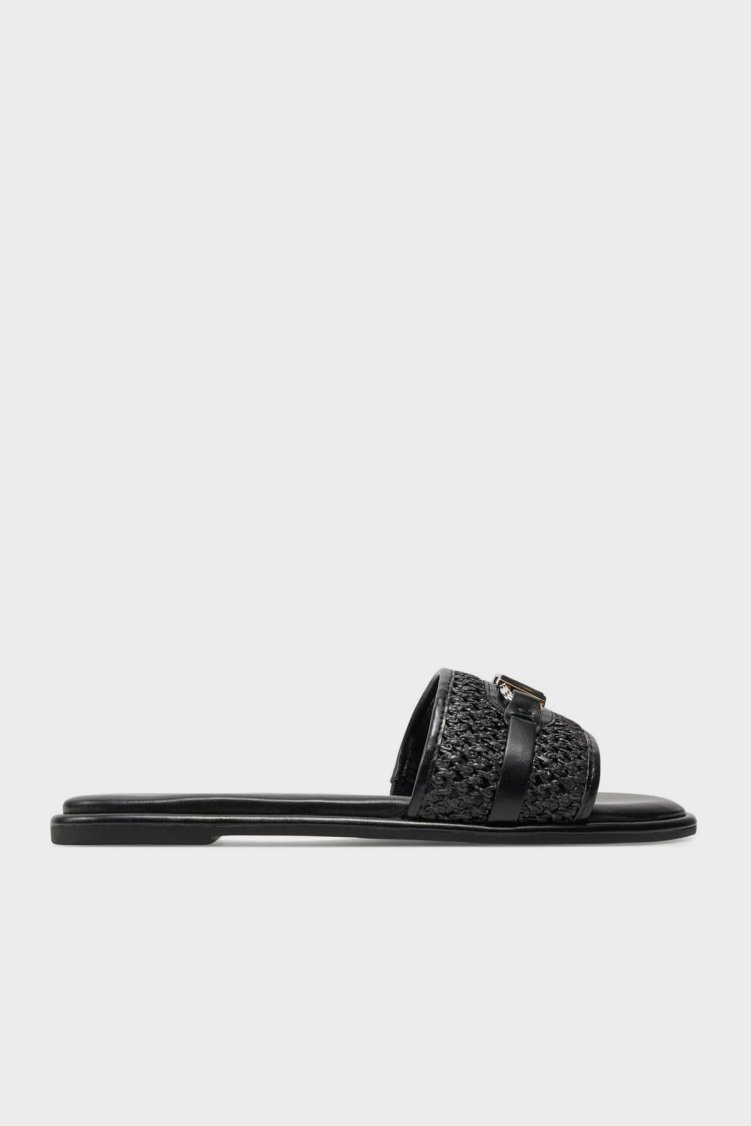 Michael Kors Logolu Hasır Düz 40S4EBFS1D003 Kadın Terlik 40S4EBFS1D 003 SİYAH - Michael Kors