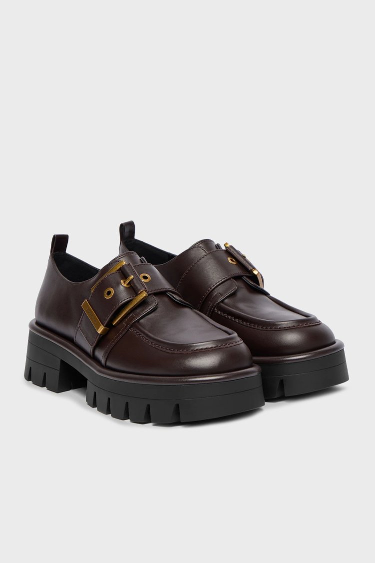 Michael Kors Tokalı Deri Kalın Tabanlı Loafer Ayakabbı 40F4COFP1L251 Kadın Ayakkabı 40F4COFP1L 251 KAHVE - Michael Kors (1)