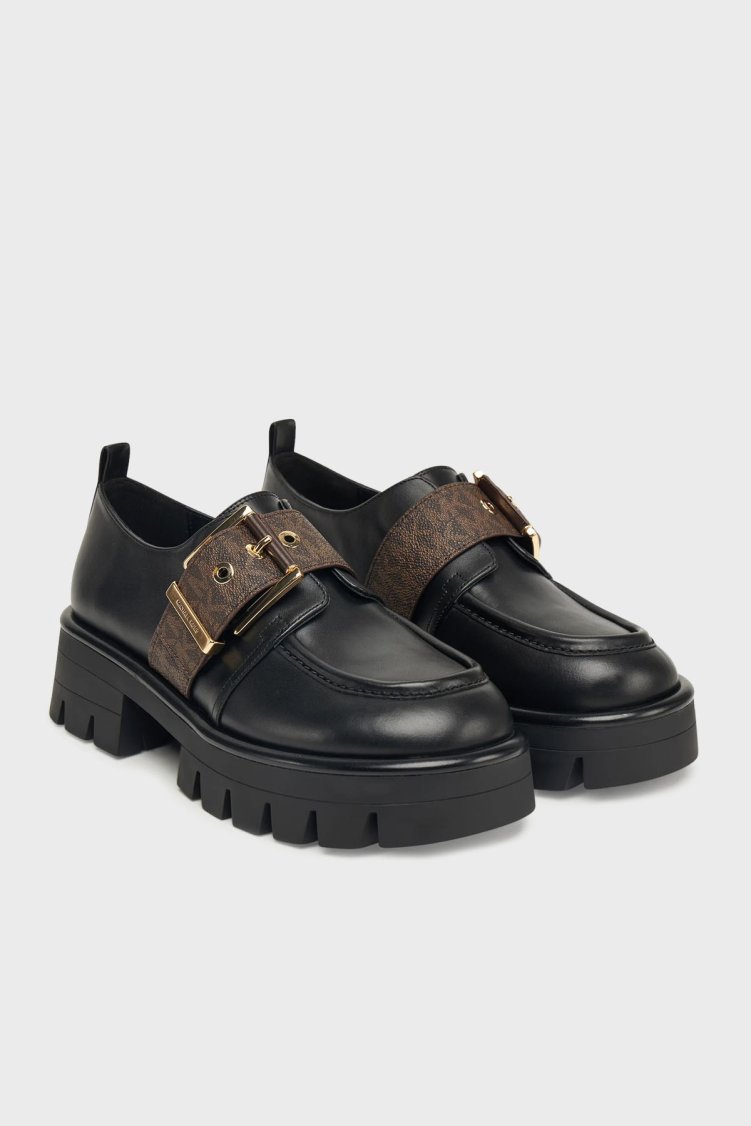 Michael Kors Tokalı Deri Kalın Tabanlı Loafer Ayakabbı 40F5COFP2L292 Kadın Ayakkabı 40F5COFP2L 292 KAHVE - Michael Kors (1)
