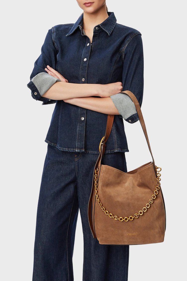 Michael Kors Zincir Detaylı Ayarlanabilir Askılı Süet 30T6AUEM8S230 Kadın Çanta 30T6AUEM8S 230 Taba - Michael Kors (1)