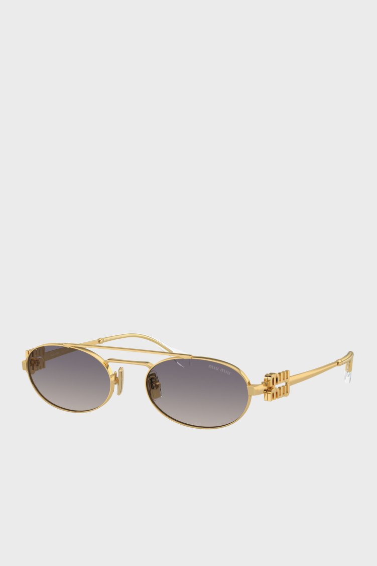 Miu Miu Logo Detaylı Güneş Kadın Gözlük 0MU 54ZS 5AK30C 53 Altın - Miu Miu