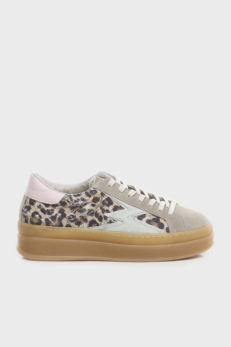 Moaconcept Deri Logolu Leopar ve Süet Detaylı Kalın Taban Sneaker Kadın Ayakkabı ID010 LEOPAR - Moaconcept