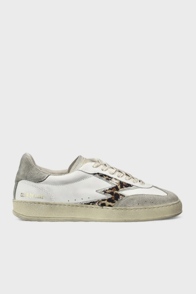 Moaconcept Deri Logolu Leopar ve Süet Detaylı Sneaker Kadın Ayakkabı CL001 BEYAZ - Moaconcept