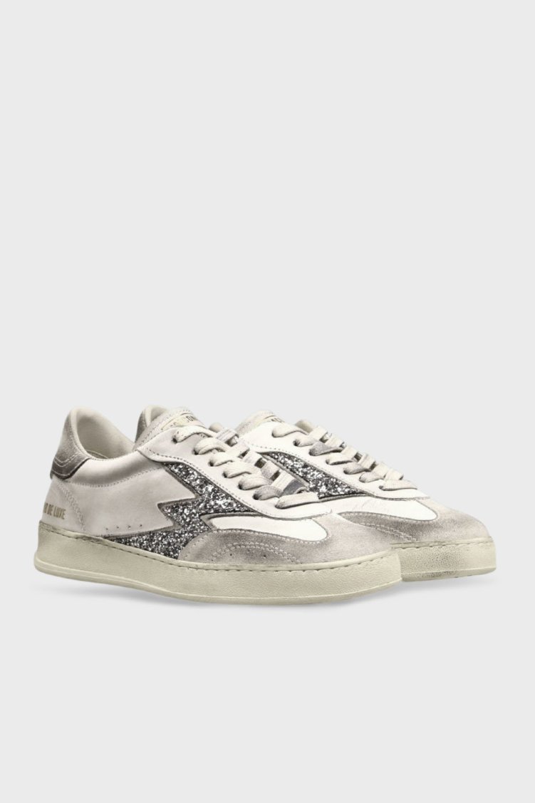 Moaconcept Deri Logolu Sim ve Süet Detaylı Vintage Sneaker Kadın Ayakkabı MG630CO1 BEYAZ-GÜMÜŞ - Moaconcept (1)