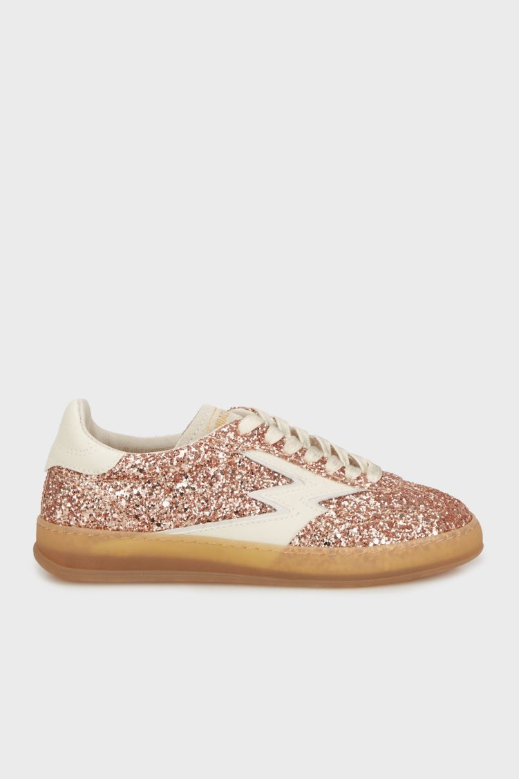 Moaconcept Deri Logolu Simli Sneaker Kadın Ayakkabı MG702CO BRONZ - Moaconcept