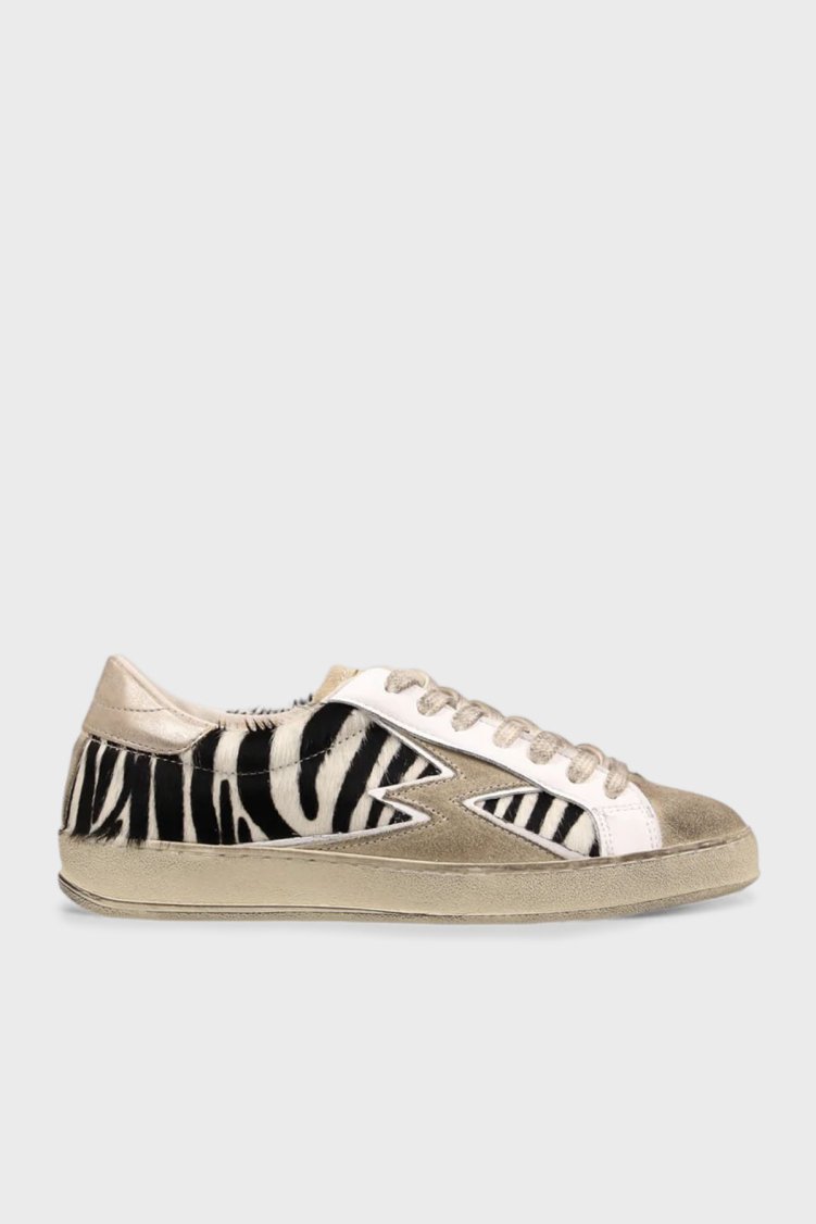 Moaconcept Zebra Desenli Deri Sneaker Kadın Ayakkabı IC136 SİYAH-BEYAZ - Moaconcept