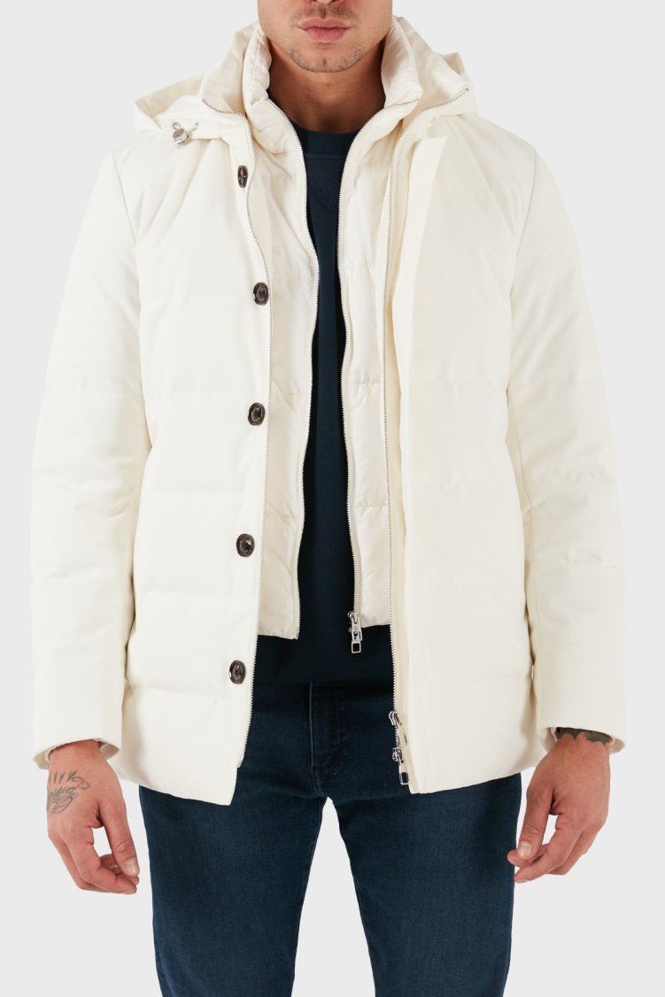 ecore Regular Fit Astarlı Çıkarabilir Kapüşonlu Erkek Mont F07MUCX581 185 01 Beyaz - Montecore