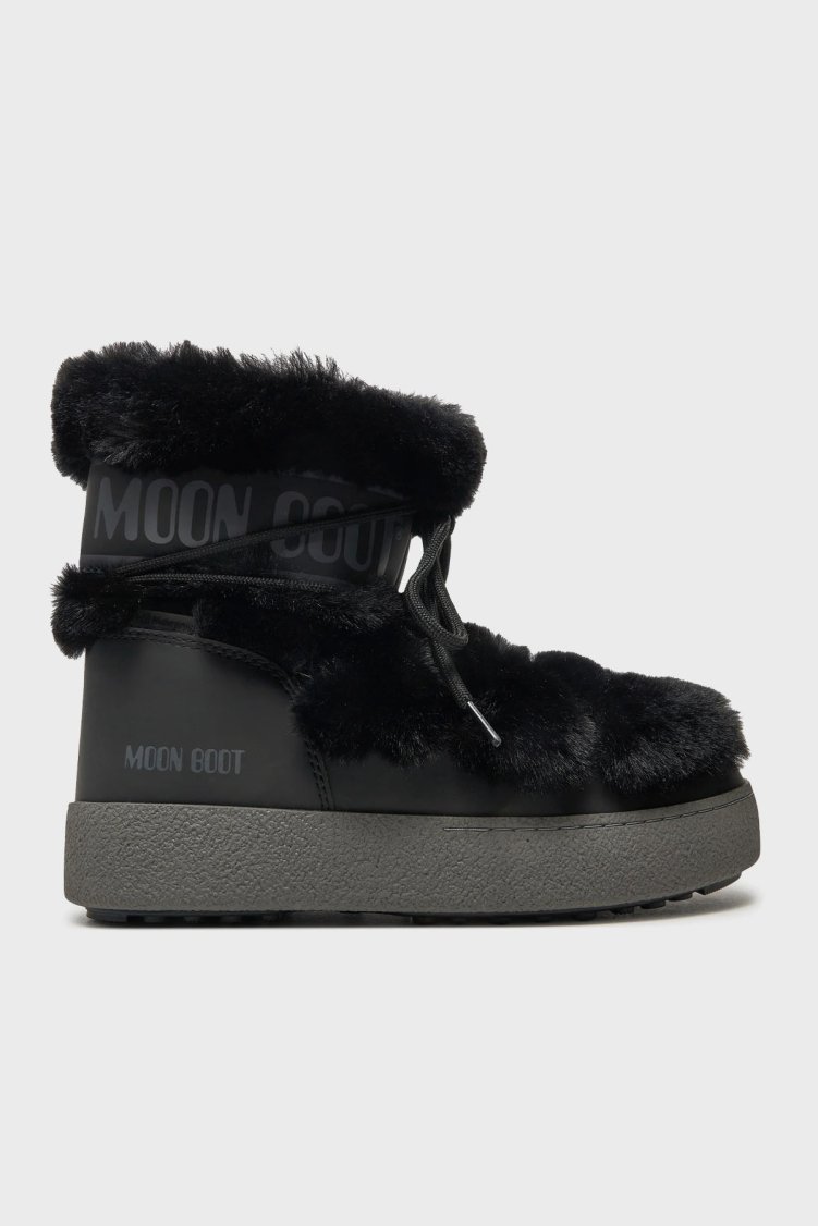 Moon Boot Logolu Bağcıklı Su Geçirmez Kadın Kar Botu 80D2450130 N001 SİYAH - Moon Boot