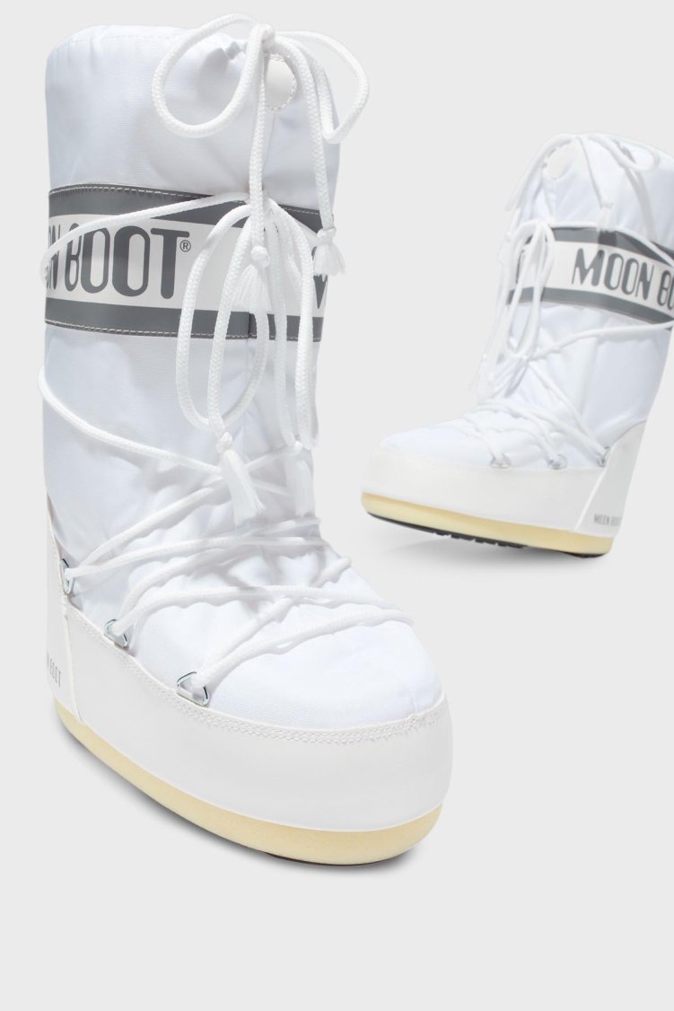 Moon Boot Logolu Bağcıklı Su İtici Kadın Kar Botu 80D1400440 A001 BEYAZ - Moon Boot (1)