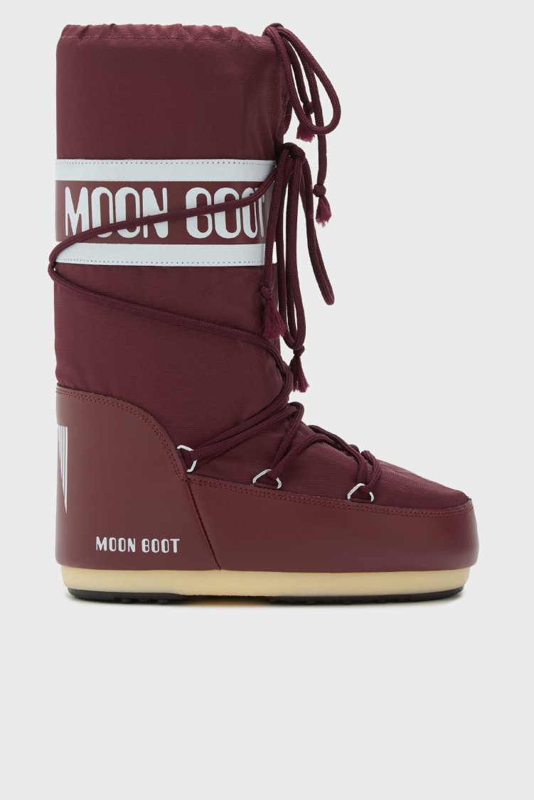 Moon Boot Logolu Bağcıklı Su İtici Kadın Kar Botu 80D1400440 D013 BORDO - Moon Boot