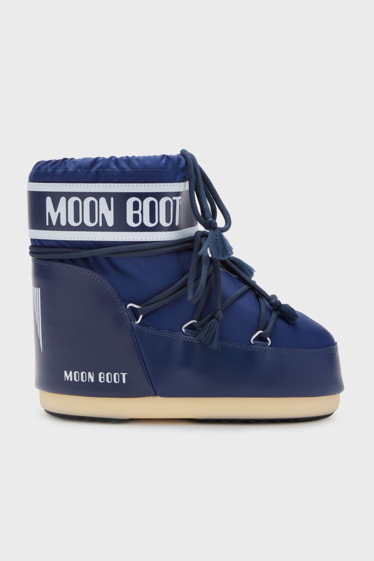 Moon Boot Logolu Bağcıklı Su İtici Kadın Kar Botu 80D1409340 F003 LACİVERT - Moon Boot