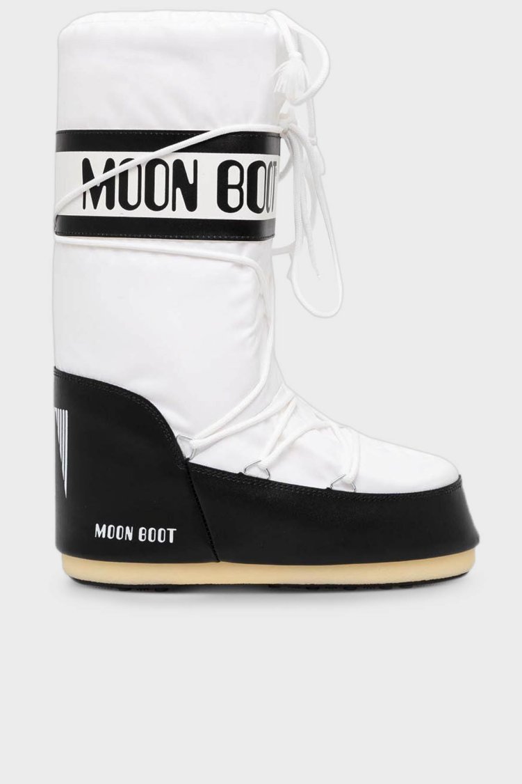 Moon Boot Logolu Bağcıklı Suya Dayanıklı Kadın Kar Botu 80D1400440 NA02 SİYAH-BEYAZ - Moon Boot