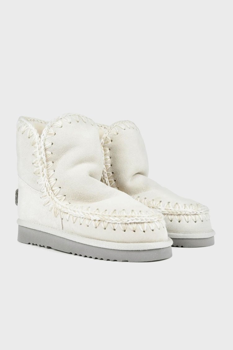 Mou Hakiki Deri Simli Logo Detaylı Dikişli Eskimo Bayan Bot MU.FW101050A CHLK EKRU - Mou (1)