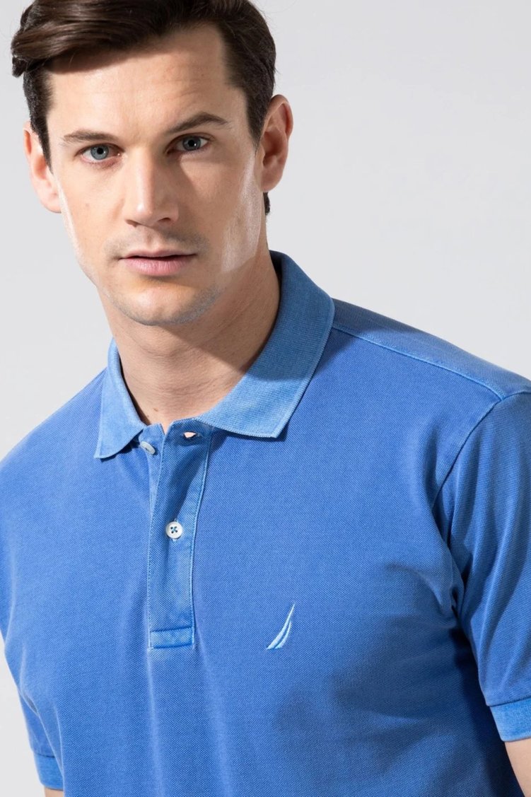 Nautica % 100 Pamuklu Polo Yaka Classıc Fit T Shirt Erkek Polo Yaka T Shirt K35111T 4CM MAVİ - Nautica (1)